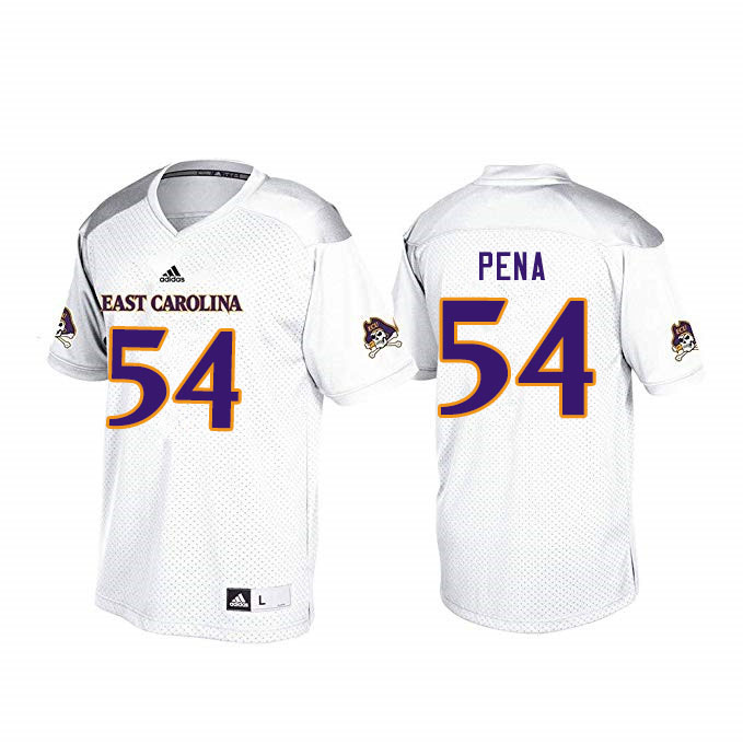 Men #54 Branden Pena ECU Pirates College Football Jerseys Sale-White - Click Image to Close